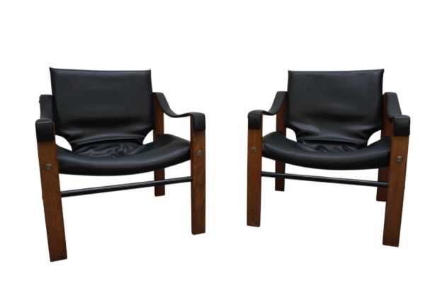 Duo de fauteuil safari par Maurice Burke, Arkana