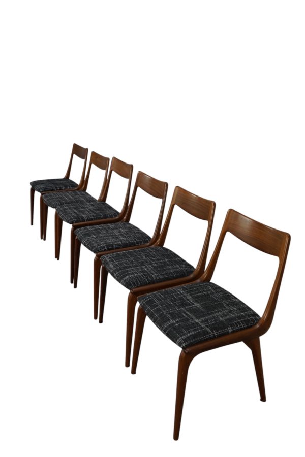 Ensemble de 6 chaises de salle à manger boomerang conçues par Alfred et Erik Christiansen pour Slagelse