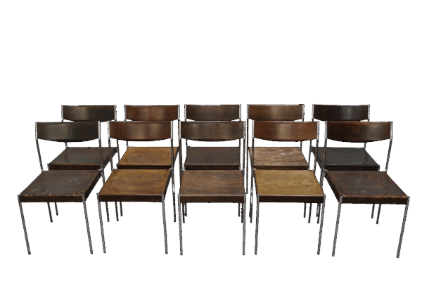 Série de 10 chaises de Von Edlef Bandixen pour Dietiker, Suisse 1960's