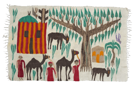 Tapisserie en laine tissée dans le style d'Evelyn Ackerman