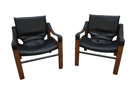 Duo de fauteuil safari par Maurice Burke, Arkana