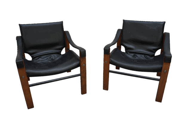 Duo de fauteuil safari par Maurice Burke, Arkana