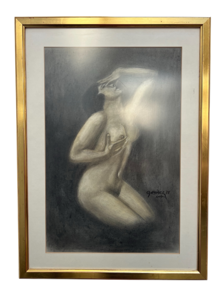 Dessin de nu féminin au fusain