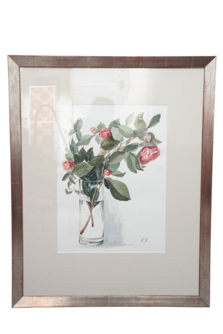 Ilustration botanique de camélias roses