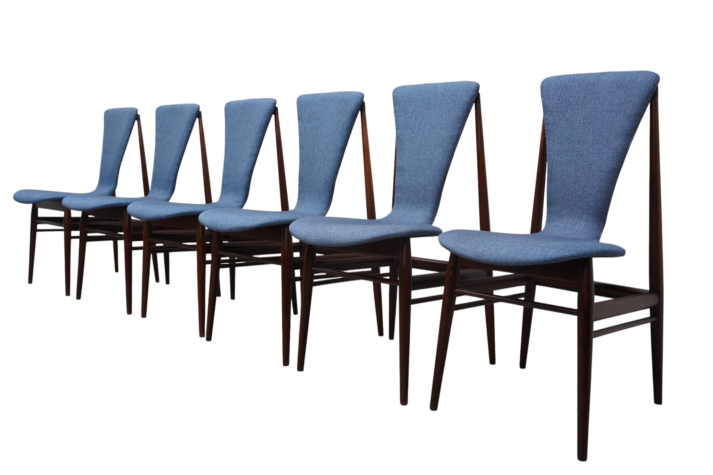 Ensemble de 6 chaises de salle à manger par Inger Klingenberg, Fristho Hollande 1950's
