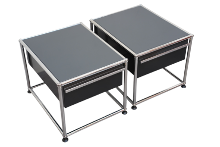 Tables de chevet / tables d'appoint USM Haller à tiroir USM par Fritz Haller et Paul Schärer, Suisse