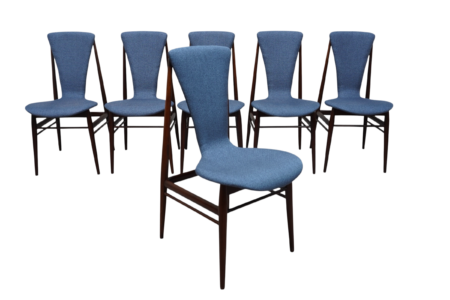 Ensemble de 6 chaises de salle à manger par Inger Klingenberg, Fristho Hollande 1950's