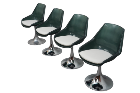 Ensemble de 4 chaises pivotantes, Chromcraft 1970's - Roche Bobois